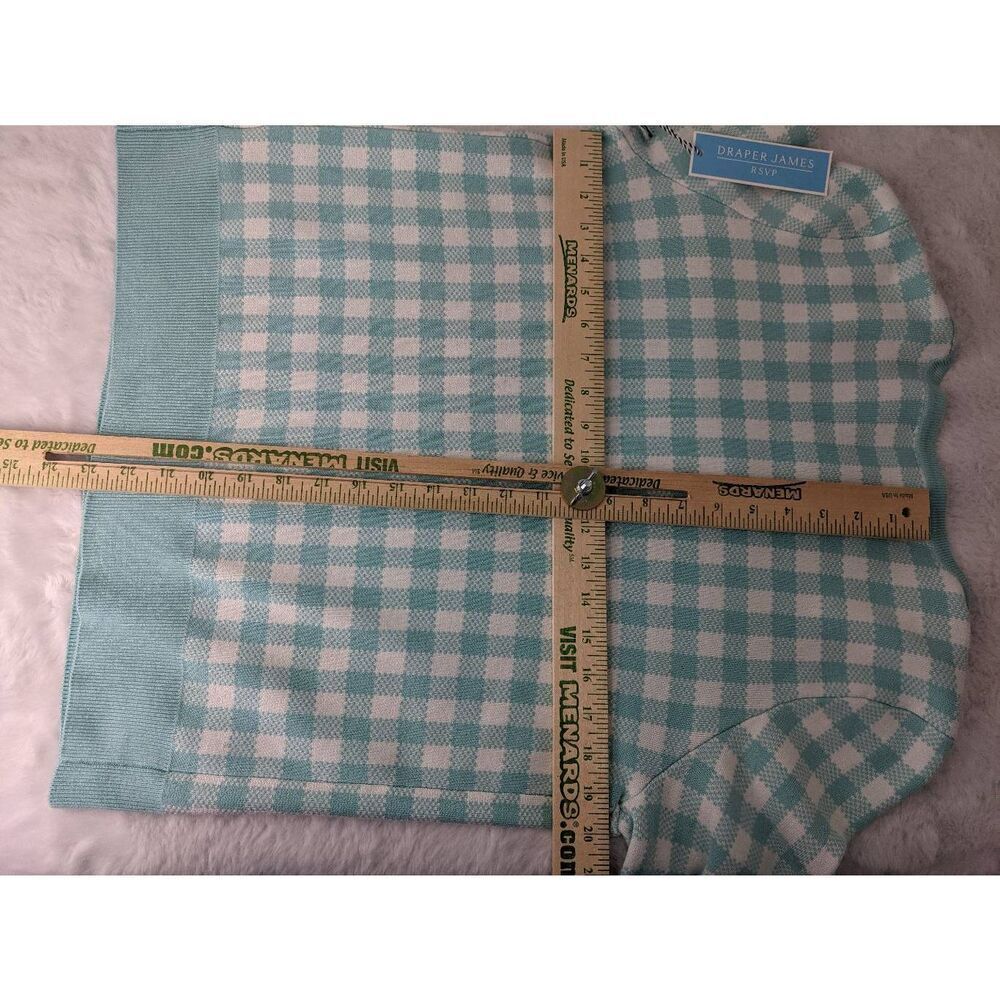 Draper James RSVP Turquoise Gingham Button up Cardigan Sz L Large NWT - Picture 8 of 10